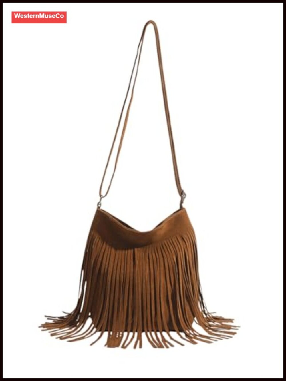 Fringe Tassel Hobo Crossbody Bag Adjustable Strap Snap Casual Western